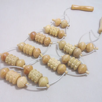 

Beige Wooden Wheel Back Waist Care Roller Massager MSU99
