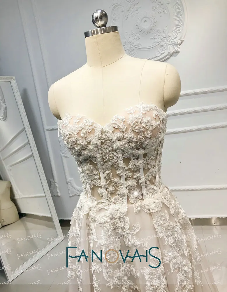 Пляж бохо свадебные платья бисером Кристалл кружева Vestido de Novia Longo gelinlik vestido casamento robe de mariee