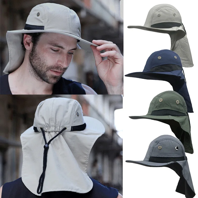 men's fishing hat with neck flap