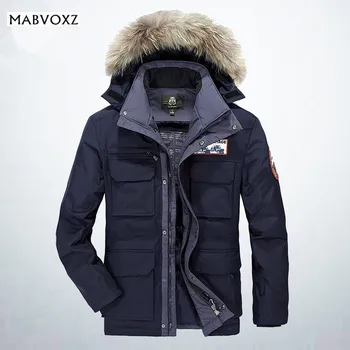 

Snow Mens Fur Parka AFSJEEP Brand Velvet Thick Warm Loose Casual Hooded Coat Winter Snowimage Feather Down Jackets For Men