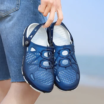 

2019 New Arrival Men Summer Beach Slipper Breathable Water Sandals Mens Gardening Shoes Hollow Out Beach Flip Flops Big Size