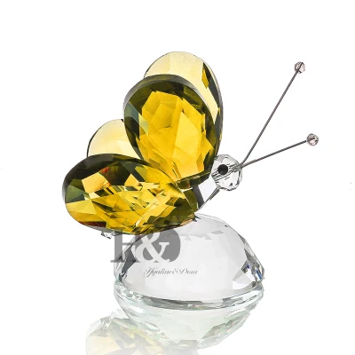 H& D Кристалл Lavendar Бабочка пресс-папье фигурка орнамент для домашнего декора - Цвет: Yellow
