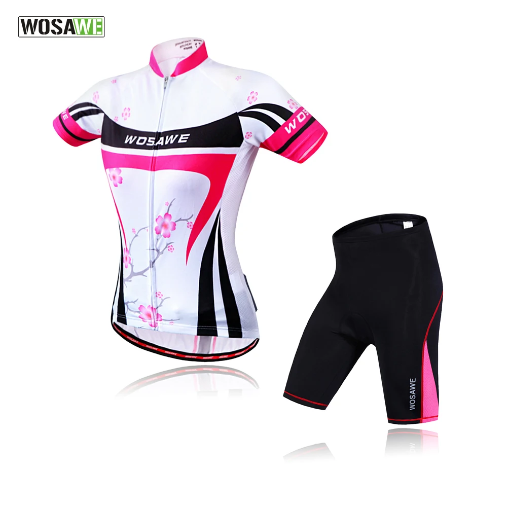 

WOSAWE Female Cycling Jerseys Sets Pad Shorts mini skirt Summer MTB Bike Jersey Racing Riding Shirt ropa ciclismo
