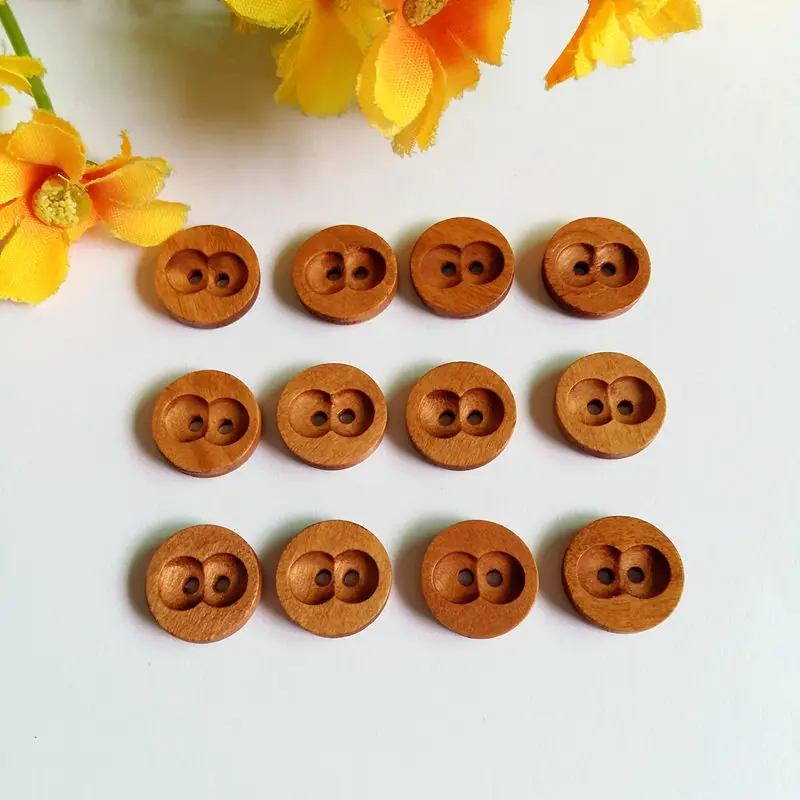 120 PCs Light Coffee 2 Holes Round Wooden Buttons Scrapbooking Craft DIY 15mm Dia. Sewing Accessories