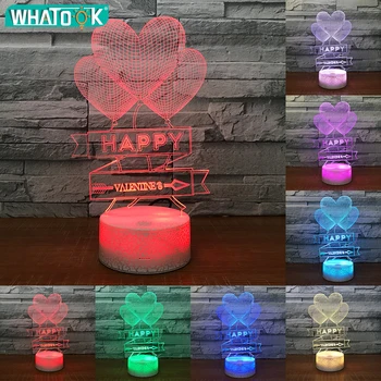 

Heart Shape 3D Illusion Lights Happy Valentine's Day LED Night Lamp Discoloration Colorful Atmosphere Lamp Novelty Lighting