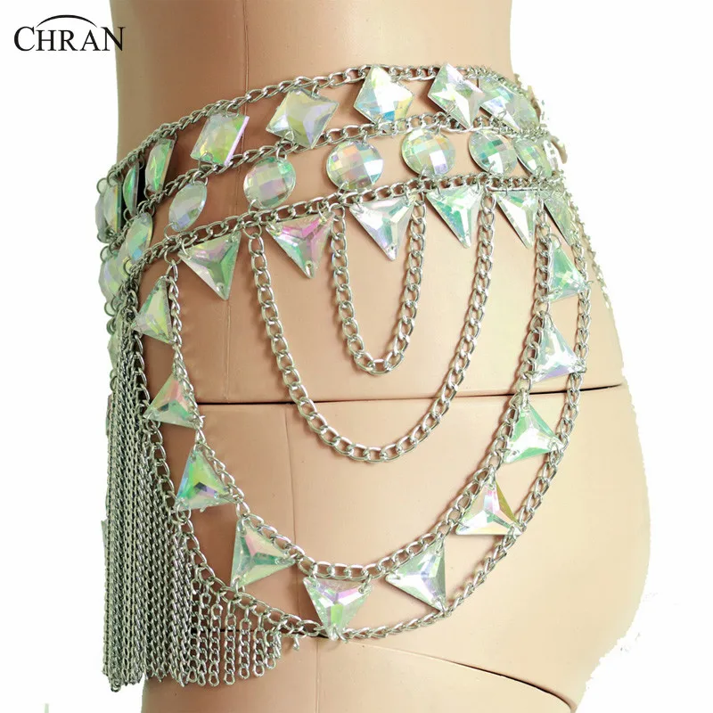 Chran/Сексуальная сетчатая юбка с пайетками, с кисточками, зеркальное платье, цепочка для тела, экзотический сжигающий человек, наряд