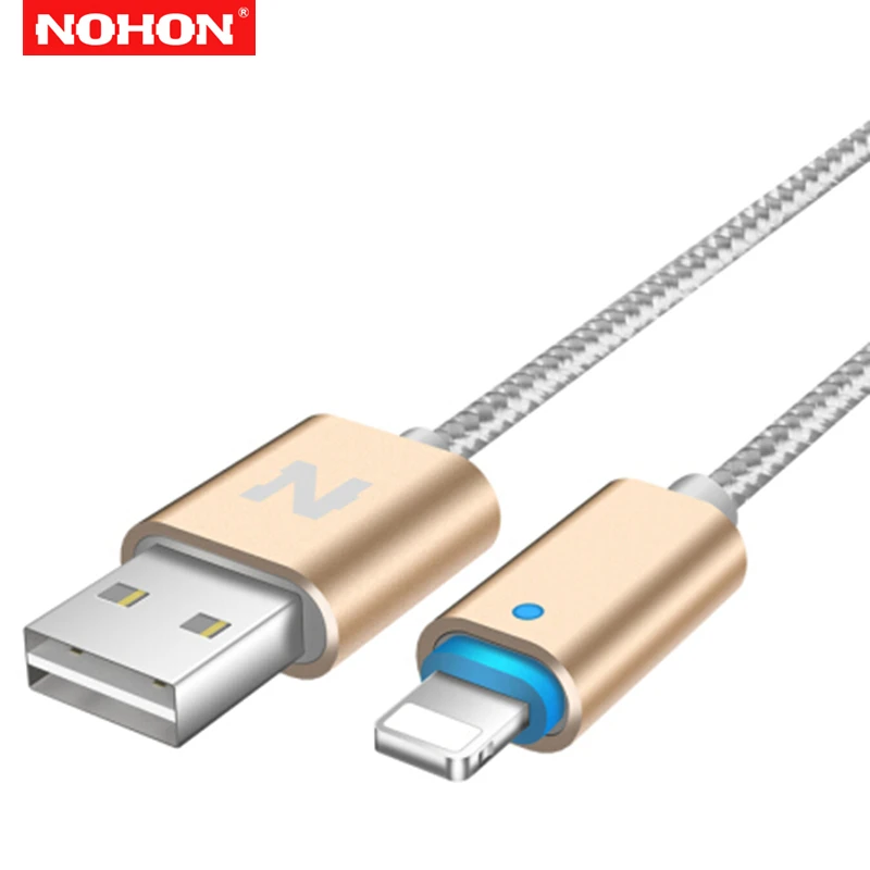 

NOHON 1.5m Smart Led Metal Braided Fast Charging USB Data Sync Charger Cable For iPhone 6 6S 7 8 Plus X 5 5S XS Max XR USB Cable