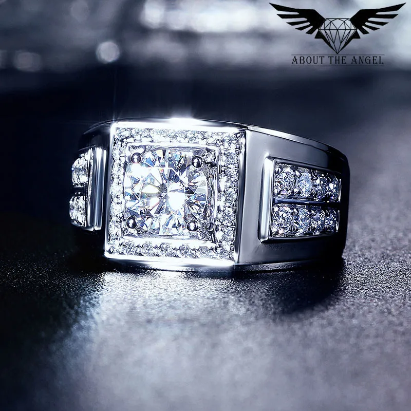 Square Shape Men Rings Moissanite Diamond Wedding Ring For Men in Rings from Jewelry