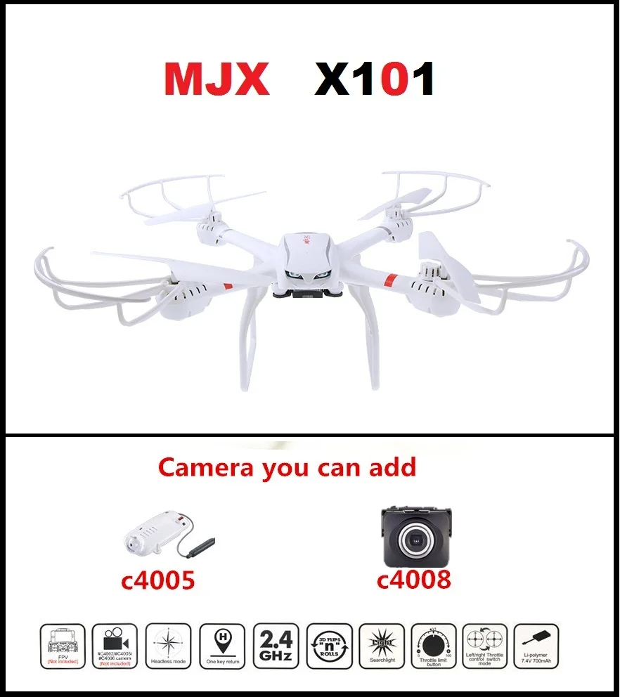 

MJX R/C Technic X101 2.4GHz 6-Axis FPV RC Quadcopter Helicopter With or without c4015 c4018 WiFi Camera vs X8W X8G X5SW