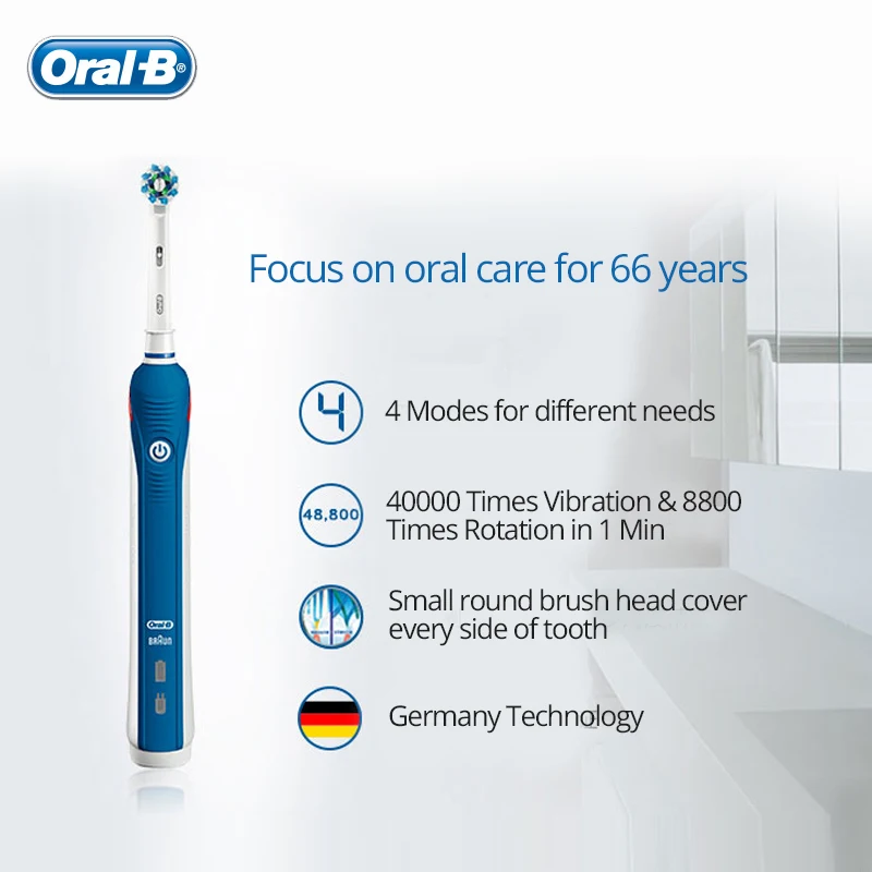 Oral B Pro4000 3D умная электрическая зубная щетка D20525 датчик давления 4 режима 48800 раз