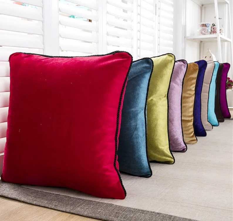 Drop Ship Luxurious Cushion Cover Plain Solid Velour Pillow Cover Home