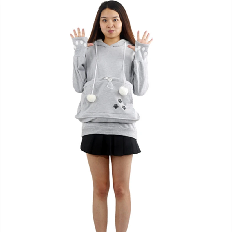 Cat Lovers Hoodies With Cat Cuddle Pouch Mewgaroo Nyangaroo Dog Pet
