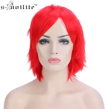Парик SNOILITE для косплея Курта на Хэллоуин, короткие синтетические волосы, прямой коричневый парик для косплея, короткие красные, синие, оранжевые вечерние парики