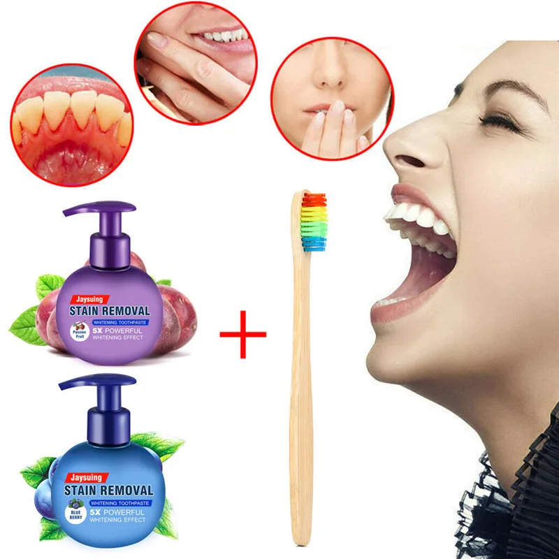 

Newest 220g Baking soda Toothpaste Stain Removal Whitening Toothpaste Fight Bleeding Gums Toothpaste With Toothbrush