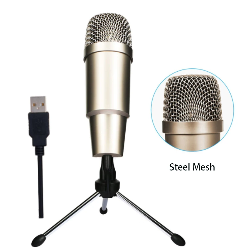 

Condenser Microphone USB Cable Omnidirectional Karaoke Gaming Handheld Microphone Noise Cancelling Stand for Computer Desktop