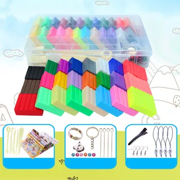 

24 Colors Kid Soft Polymer Cotton Mud Slime Clay Plasticine Playset Set with Mold Carving Tools Decoration Tools Organizer Box