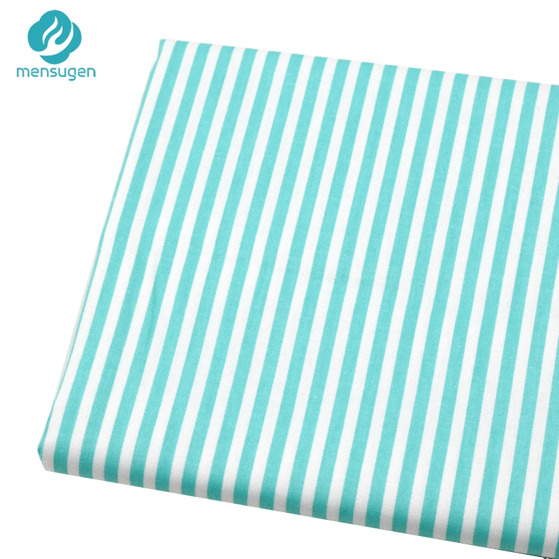 Mensugen 50cm*160cm Mint Stripes Cotton Fabric For Patchwork Quilting Cushion Textile Material Tilda Doll Cloth Sewing Telas