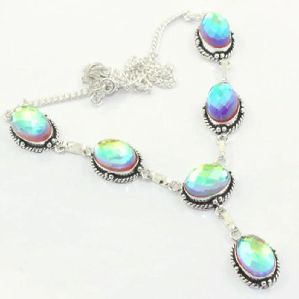 

Rainbow Topas Necklace Silver Overlay over Copper, 46.3 cm, N3806