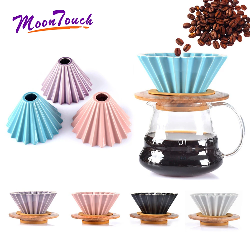 

Espresso Coffee Filter Funnel Flowers Ceramic Coffee Cup Origami Filter Cups V60 Funnel Drip Hand Cup Filters Coffee Accessories