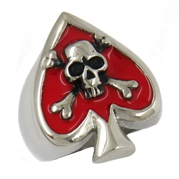 

FANSSTEEL Stainless steel jewelry CROSS BONE SKULL HEART ACE BIKER RING FSR10W61