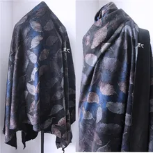 50 см* 175 см/шт. Сапфировый синий лист узор жаккард бахрома повторно текстурированная шерсть эластичная куртка Оригинальные дизайнерские ткани