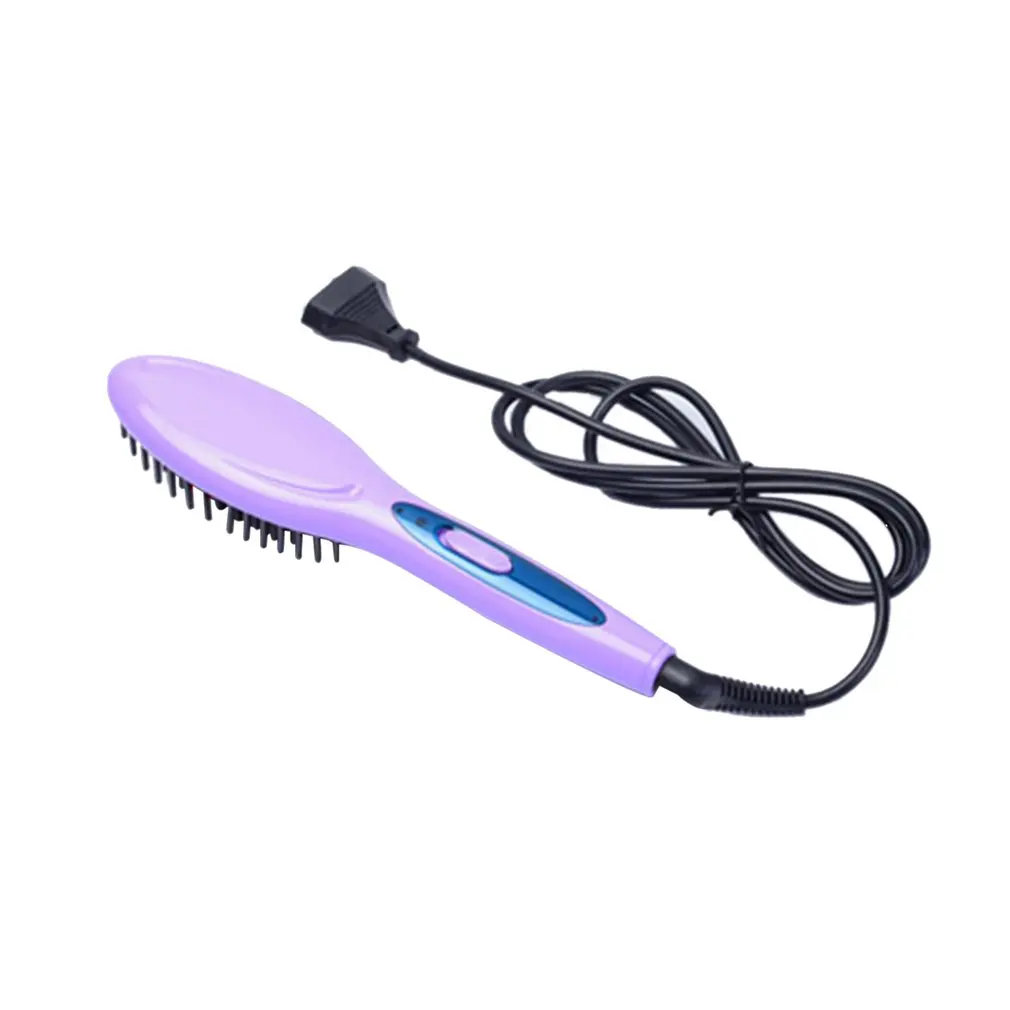 Household Straight Hair Comb Straight Hair Artifact Portable Electric Splint Ceramic Hairdressing Tool No Damage - Цвет: purple US Plug