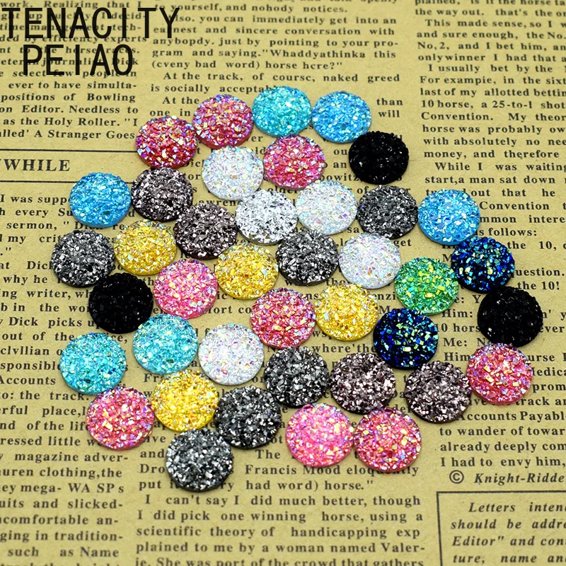 

20pc/lot 12mm Natural Ore Style Flatback Resin Cabochons Craft Mix Color for Earrings/rings Accessories Jewelry Finding Supplies