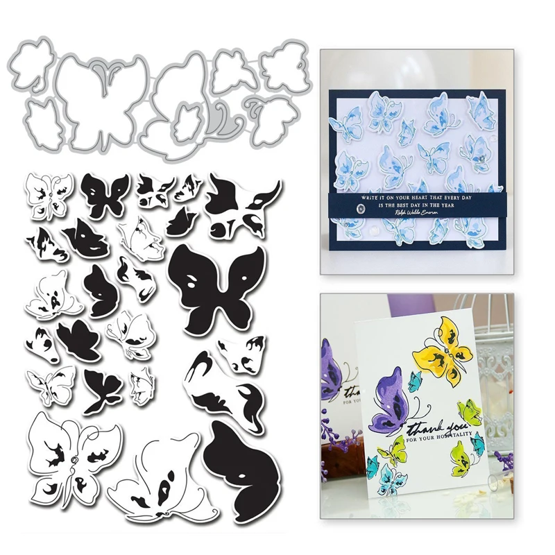 

YaMinSanNiO Butterfly Metal Cutting Dies Scrapbooking Clear Stamps and Die Cuts for Making Card Photo Album Embossing DIY Craft