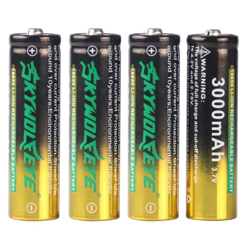 4x3000 mAh li ion 3 7 V 18650 перезаряжаемая батарея для фонарика лампа факел Путешествия