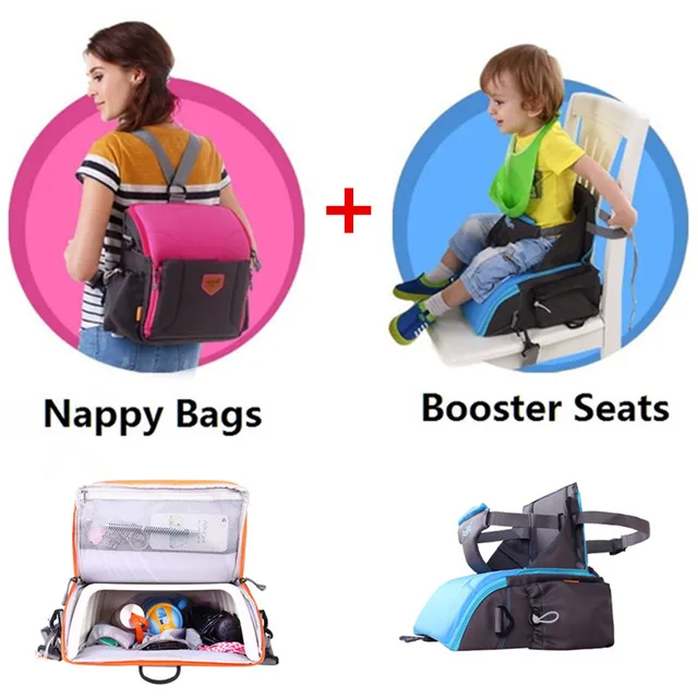 Special Price 2 IN 1 Portable Baby Booster Seats Mummy Diaper Bag Baby Dining Chair Seat Kids Feeding Chair Traveling Baby Seat Nappy Backpack