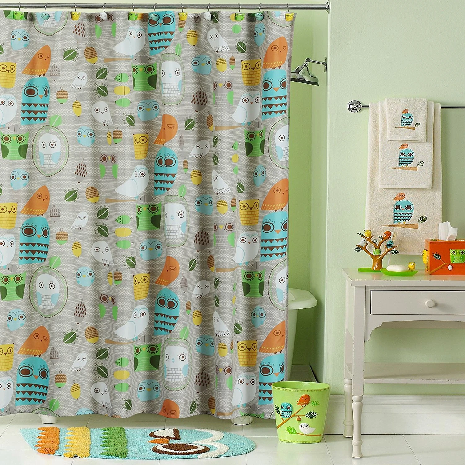 Give A Hoot Shower Curtain Mildew Resistant Polyester Owls For Bathroom Colorful Print Decorative Waterproof Bathroom Curtains Shower Curtain A Shower Curtainwaterproof Bathroom Curtains Aliexpress
