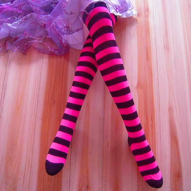 

Heigh Quality Cotton Socks Over The Knee Sock Women Female Long Render Socks Stripes Stockings Winter Warm Fashion Colors 1Pair