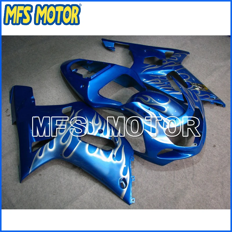 

Motorcycle ABS Injection Fairing Kit For Suzuki GSXR 1000 2000 01 2002 Silver Flame Blue