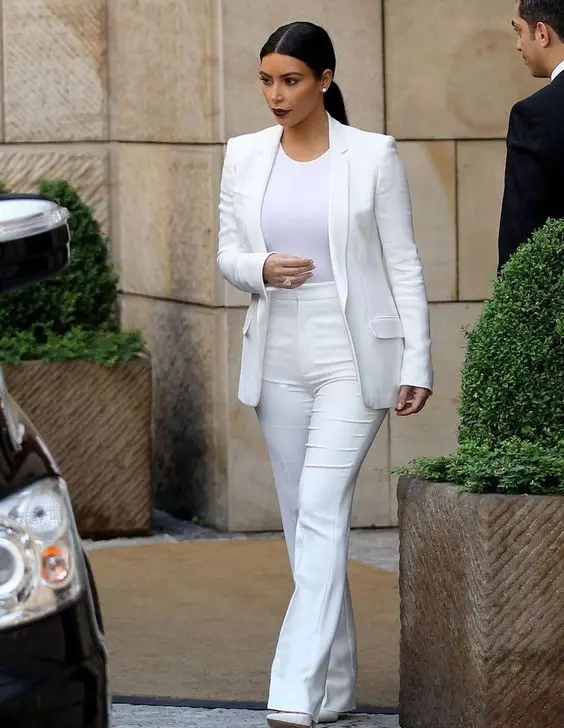 На заказ белые женские костюмы формальный пиджак+ брюки брючный костюм офисный женский деловой смокинг B405