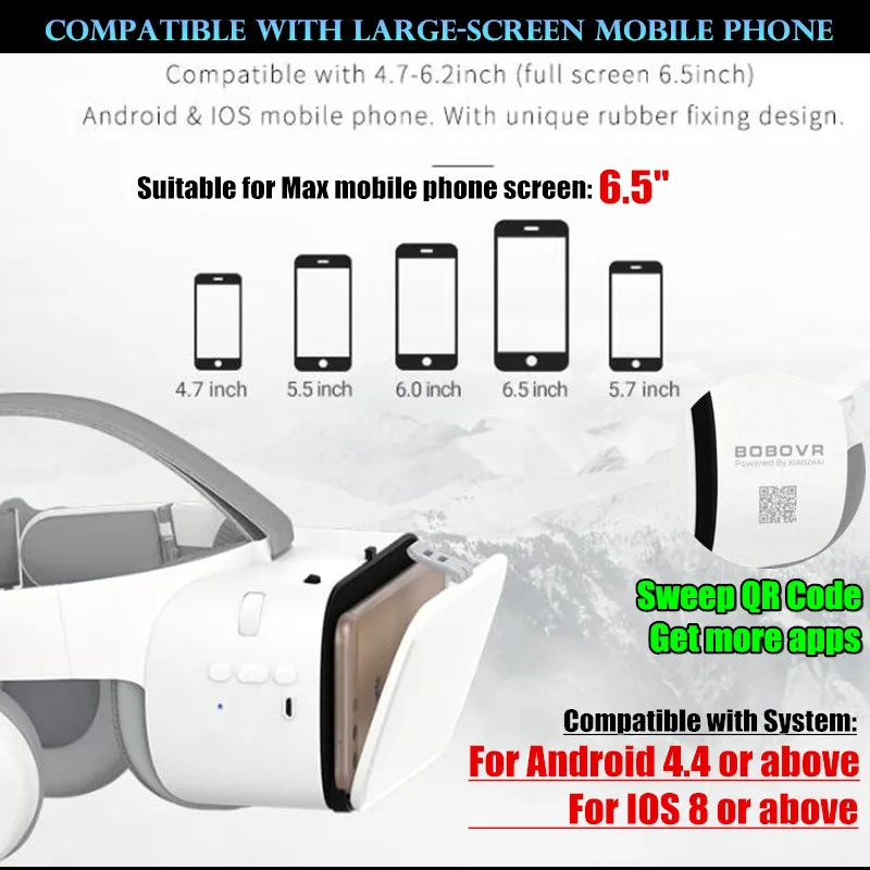 Bobo vr z6 sem Fio Óculos 3d Caixa de Realidade Virtual Google Papelão Fone de Ouvido Microfone Estéreo Capacete para 4.76.5 Smartphone Mais Joystick - Image 6