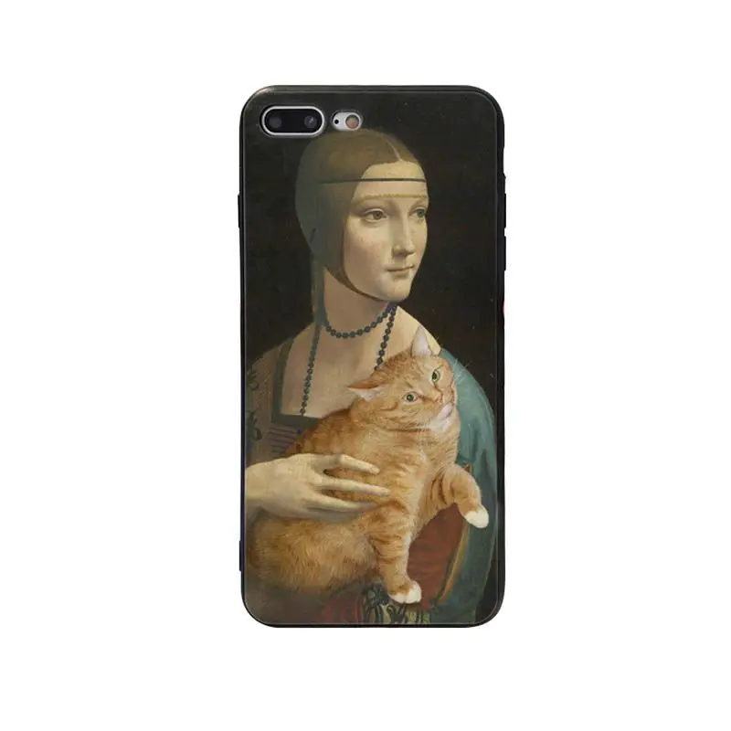 Babaite Забавный чехол для телефона Leonardo da Vinci Mona Lisa Pat Cat для Apple iPhone 8 7 6 6S Plus X XS MAX 5 5S SE XR Чехол для мобильного телефона s