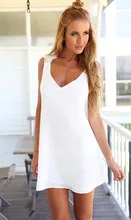 White Vestidos Sleeveless Chiffon V Neck Backless Floral Lace Dress Europe Custome For Women Summer Casual DT01
