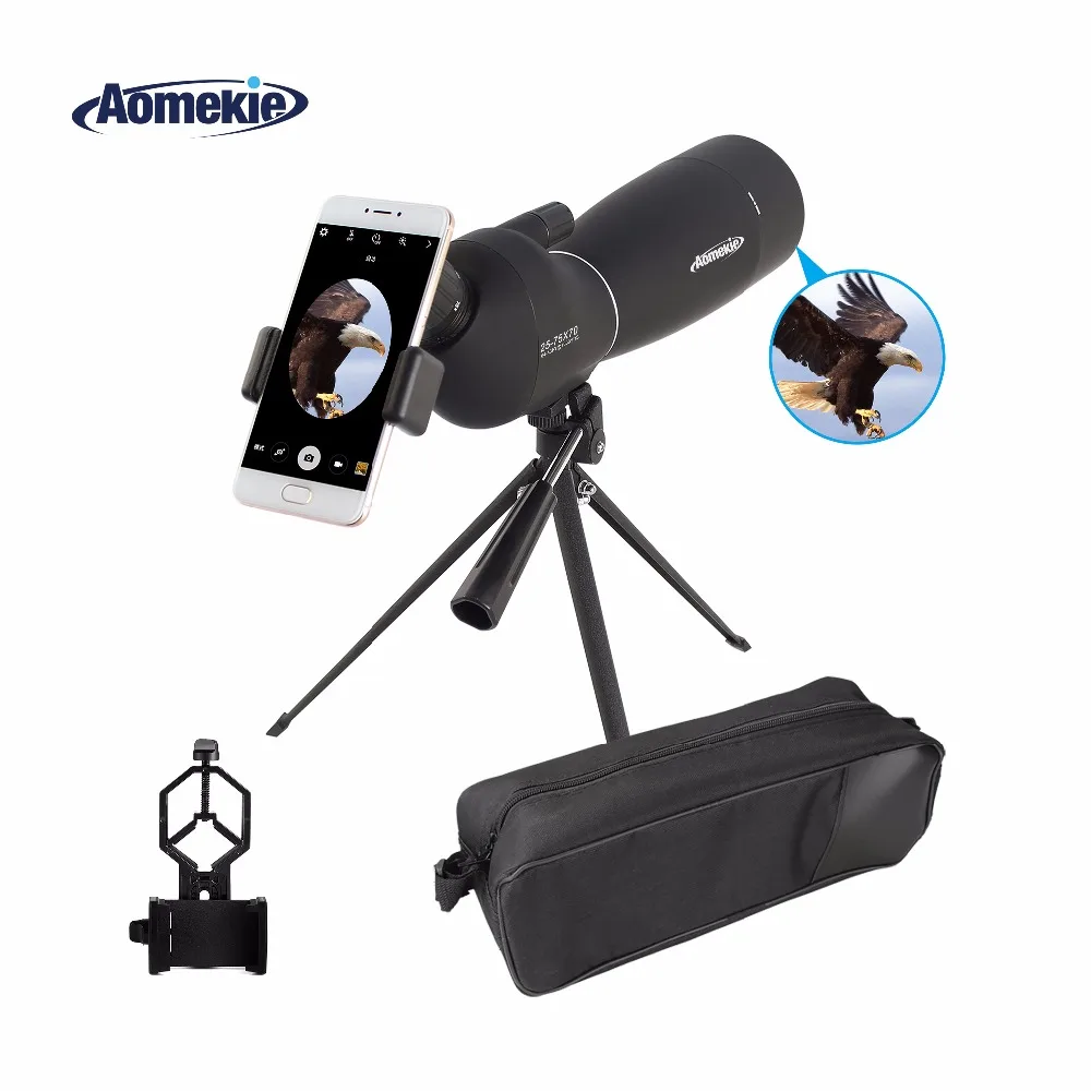 AOMEKIE 25 75X70 Zoom Spotting Scope with Tripod & Universal Smart