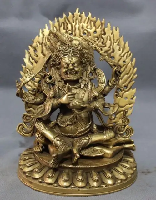 63MM Small Curio Tibet Tibetan Buddhism Bronze Mahakala Wrathful Deity Vajra 