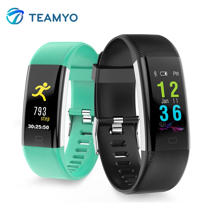 Teamyo Smart Band Цвет Экран монитор сердечного ритма Фитнес браслет крови Давление кислорода IP68 Водонепроницаемый браслет Android IOS