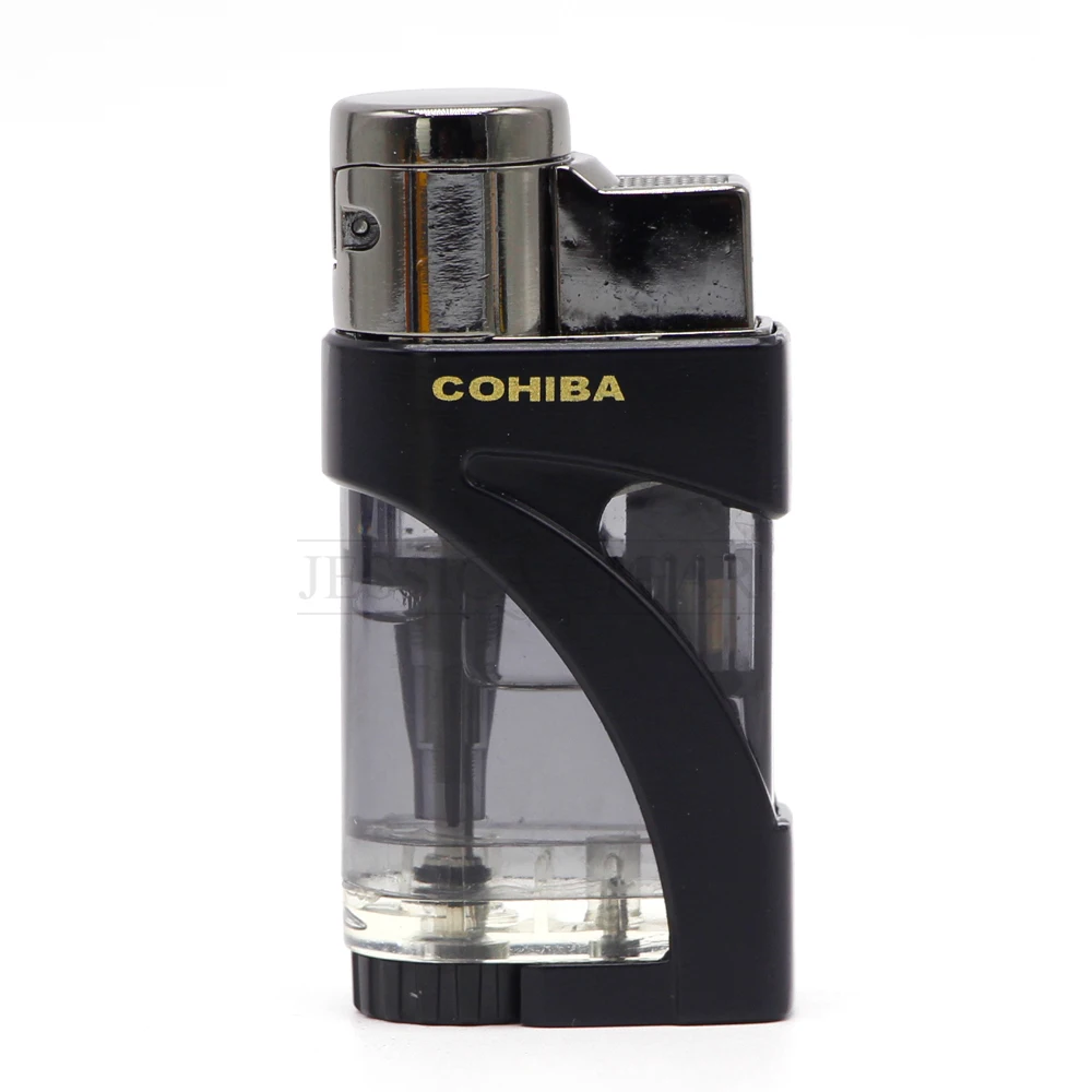 COHIBA пластиковый прозрачный карманный фонарь для Сигар Зажигалка 3 Jet Flame