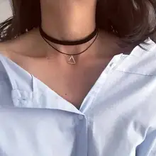 

Surou 2018 Multilayer Chokers Necklaces For Women Triangle Geometric Pendant Necklace Collares Fashion Jewelry Bijoux Colar