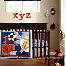 Промо-акция! 6 шт., детское постельное белье для малышей, комплекты с вышивкой, 3d спортивные стеганые вставки для кроватки, юбка, постельное белье(бампер+ пододеяльник+ покрывало