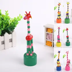 Деревянные красочные деревянные головоломки животных игрушки жираф игрушка качалка Жираф танцы