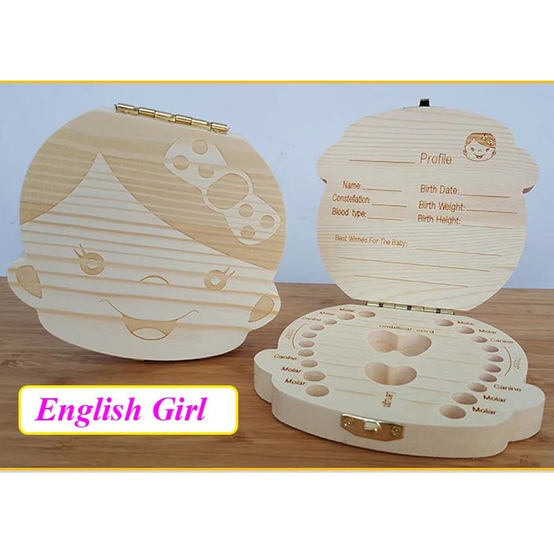 Деревянная коробка для зубов Lanugo caja madera английская/испанская хранения коробочка