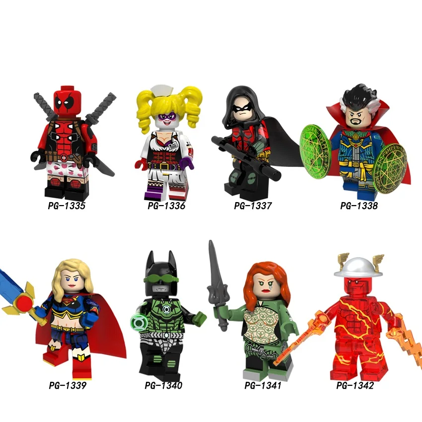 

Single Super Hero Deadpool Harley Quinn Robin Doctor Strange Supergirl The Dawnbreaker Aurora Flash Buidling Blocks Toys