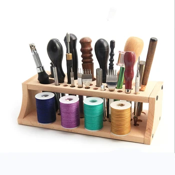 

Good Sale 1set Multi Hole Thread Stand Rack Tool Stamp Stand Beech Rack Leather Holder DIY Storage Holder For Leathercraft Tool