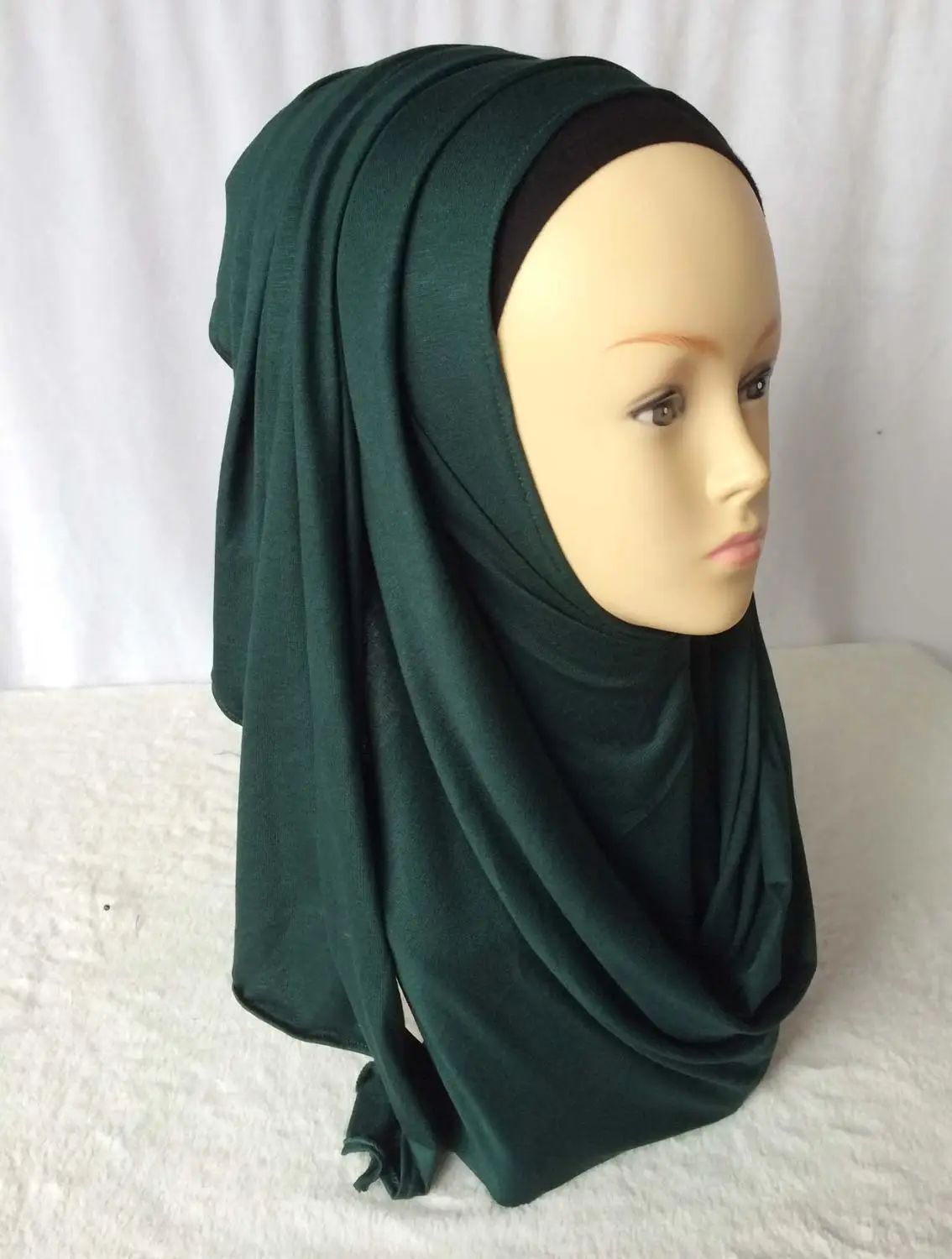 Модные красивые женские мусульманские трикотажные слипоны из хлопка, однотонный шарф, хиджабы Исламская повязка на голову шарфы, шали - Цвет: color 17