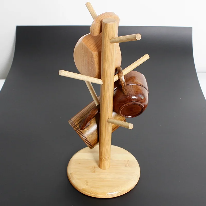 eco friendly wooden coffee mug tree tea cup holder stand