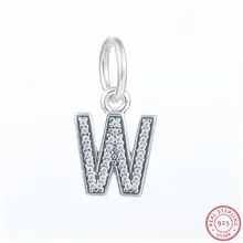 Dazzing Мода Подвески Письмо 'W' с четкими CZ DIY Fit PANDORA талисманы Серебро 925 для женщин ювелирных изделий LW350W